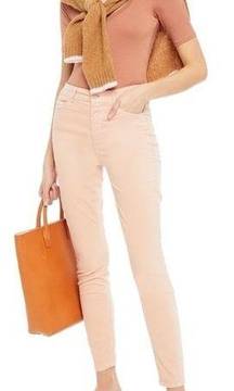 MOTHER High Waisted Looker Velvet Jeans In Petal Pink