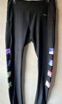 🆕  Black & Multi Color Block Moisture Wicking Leggings | Large