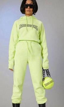 Dolls Kill POSTER GIRL lime green baby girl hoodie jogger sweat suit size small