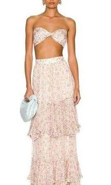 ROCOCO SAND Vie Maxi Skirt in Off White & Pink XSmall New Womens Long