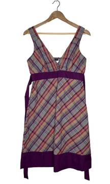 Netty Seersucker Sleeveless Plaid Sun Dress Size 10