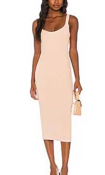 Alix NYC Sloan Ribbed Midi Dress Bellini Sleeveless