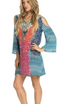 Tolani Silk Robyn Cascade Tunic Dress Boho Floral Print NWT (D006)