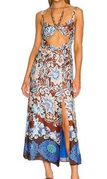 NEW Alexis Nisa Mix Floral Satin Dress Brun Blossom