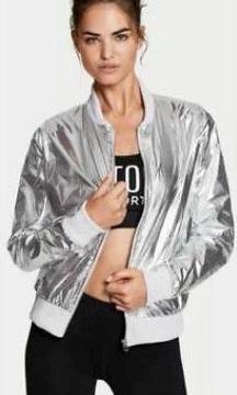 Victorias Sport Silver Metallic Bomber Jacket 