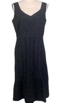 OSCAR, OSCAR DE LA RENTA black cotton smooth and eyelet dress in size 12. EUC