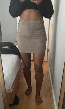 Tan  Suede Mini Skirt