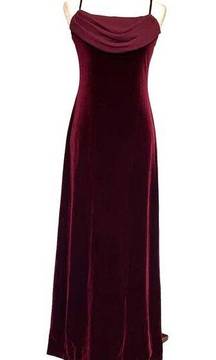 ONYX NITE Vintage Velvet Full Length Evening Dress Sz 8 Burgundy Red Sleeveless