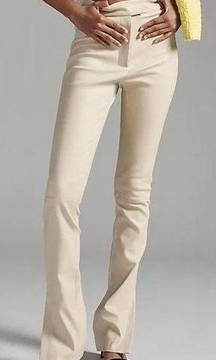 Lamarque Dawn Stretch Lambs Leather Pant Cream Size 6 High Waisted Trouser NEW