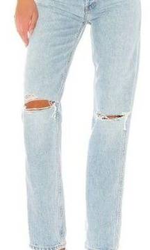 RE/DONE Originals High Rise Loose Fit Distressed Straight Jeans Blue Women's 26