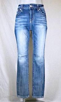 Stretch Denim Embellished Curvy Ankle Skinny Cropped Capri Jeans~29~