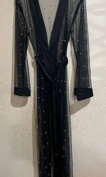 WOW Couture black mesh long kimono robe S/M