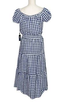 NWT Gingham Tired Puff Sleeve Midi Dress