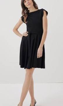 Pact • Black Fit & Flare Petal Sleeve Dress