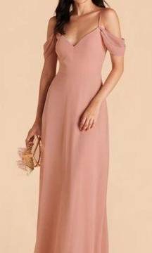 Devin Convertible Off Shoulder Bridesmaid Dress in Dusty Rose Size S