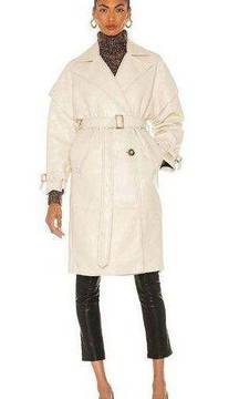 Apparis Kiera Faux Leather Trench Coat in Ivory Large