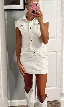 Pimkie White Denim Button Down Mini Dress