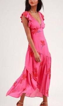 she's a waterfall floral ruffle maxi dress in pink combo 12