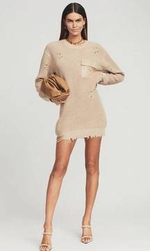 SER.O.YA Retrofête Devin Distressed Oversized Sweater Tan XXS NWT