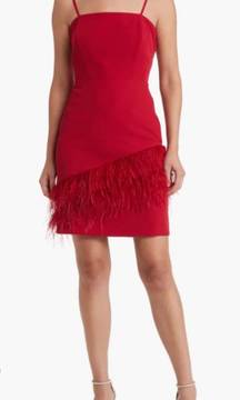 Feather hem sheath Red Wine Dress NWT $158 Valentines Lady in Red