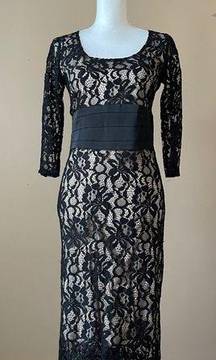 NY & CO | Eva Mendes Illusion Lace Midi Dress Sz 2