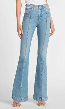 EXPRESS High Waisted Seamed Slim Flare Jeans