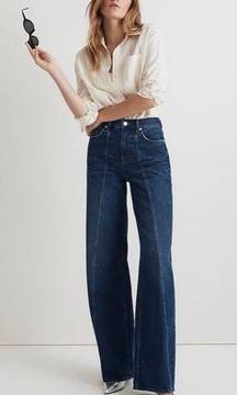 NWT Madewell Superwide-Leg Jeans Carrington Wash Twisted-Seam Edition Blue