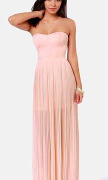 Lulus Strapless Pleated Maxi Sun Dress