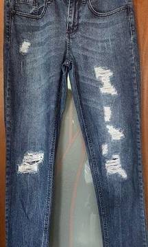 DKNY Jeans Womens Distressed Bowery Boyfriend Jeans