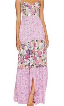 AGUA BENDITA Alani Floral Corset Top Maxi Dress size Medium Pink Multicolor NWT