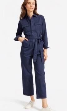 EVERLANE The Navy Women's Utilit Jumpsuit Blue Button Down Sz 2 Overall Coverall