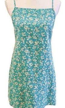 American Eagle Teal Floral Mini Dress Large