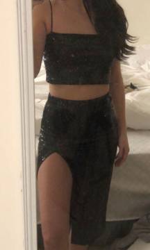 Black Sparkly Two Piece Set