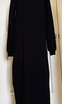 Billow Midi Dress Fleeced French Terry Black Sz L Brand New