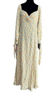 Suzanne Betro Long Sleeve Floral Dress with Slit Women's Size XL