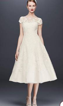 Cap Sleeve Illusion Wedding Dress (includes shoes, veil, & belt)