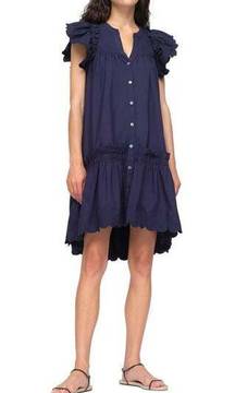 Sea New York | Heidi Heart Quilt Petal Sleeve Tiered Dress | Navy | Sz XS