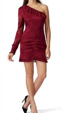 Alexis One Shoulder Lace Ilana Dress Burgundy Size Medium