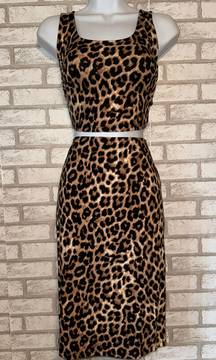 Adorable leopard print pencil skirt and cropped top set 