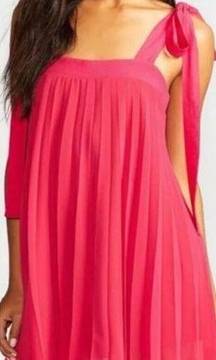 Free People X Backstage Andrey Dress Pink Pleated Mini Tie Double Layer Size XS