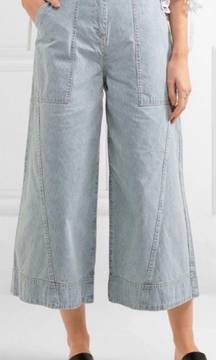 Giada Wide Leg Stripe Denim Trousers