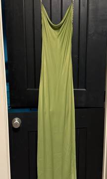 Adela Cowl Midi Dress With Pearl Trim - Parakeet Green  Dress