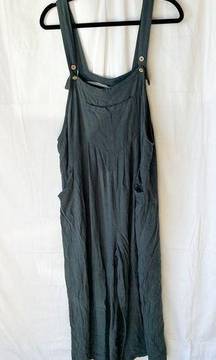 Anrabess Linen Wide Leg Overalls in Dark Teal Sea Green Size XL