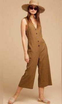 Knot Sisters Riley Jumpsuit in Olive Linen Blend S