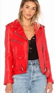 Understated Leather x Revolve Red Easy Rider Leather Jacket