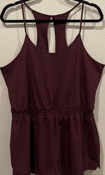 Burgundy Open Back Spaghetti Straps Romper