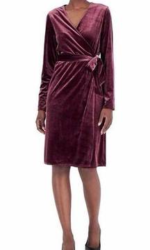 ALFANI Velvet Wrap Long Sleeve Pocket Dress XS