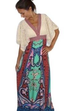 Flying Tomato Maxi Dress Womens Medium Lace Boho Paisley Geometric