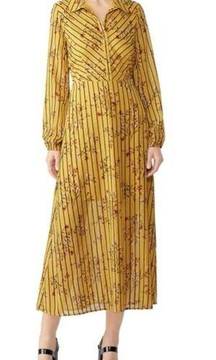 Spirit of Grace Stripe Floral Midi Dress in Marigold Size Medium