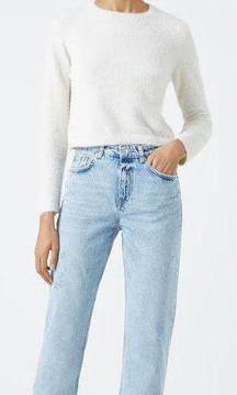 Distressed High Rise Straight Jeans